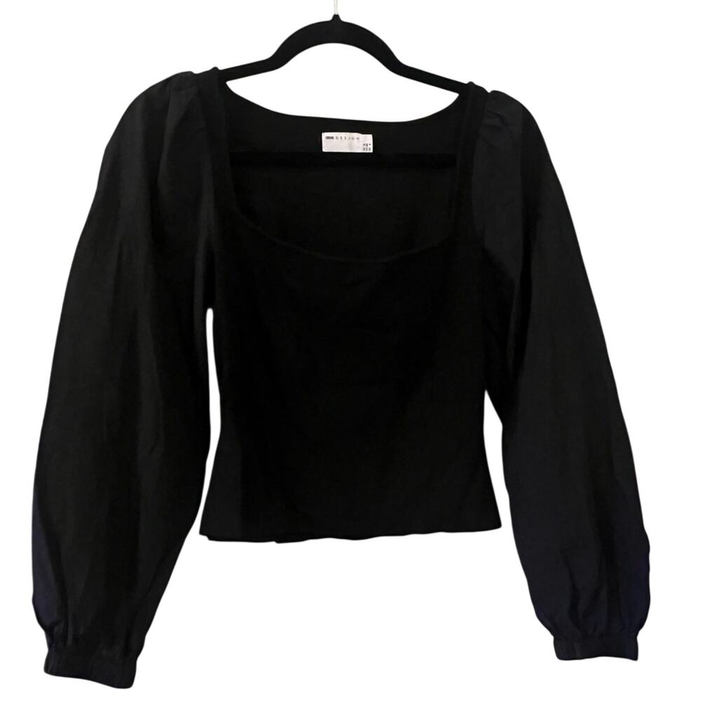 ASOS Black Puff Sleeve Crop Top US Women’s Size 6